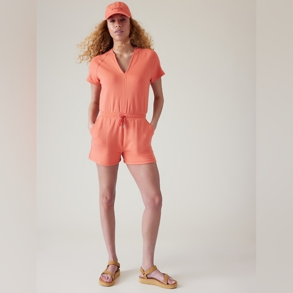 Athleta Balance Romper In Peach Orange Size Medium Soft Lightweight - Picture 1 of 8